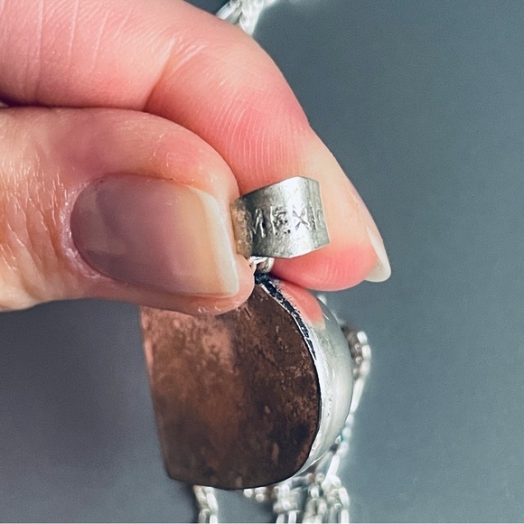 Mexico Turquoise Inlay Puffy Heart Sterling Silver Pendant Necklace - Picture 7 of 8